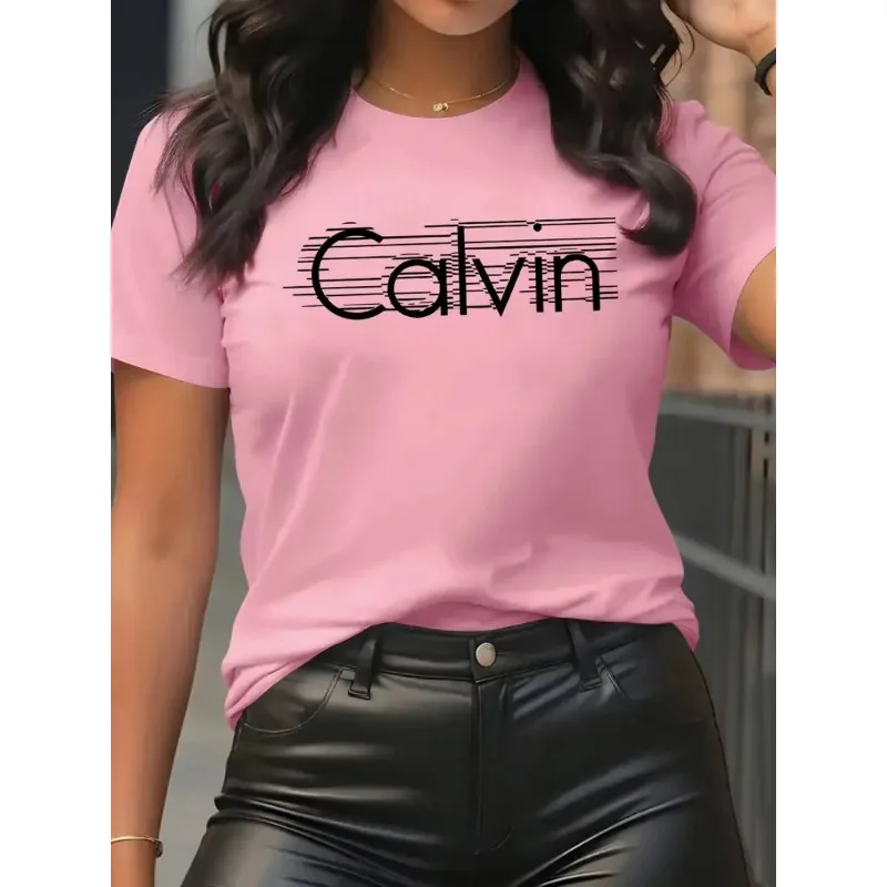 Streetwear Brand Shirts - Calvin camiseta feminina lazer moda manga